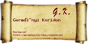 Germányi Koridon névjegykártya